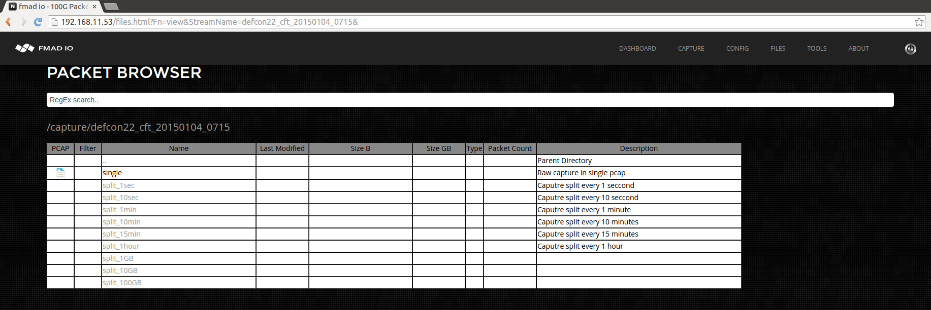 pcap file standard split