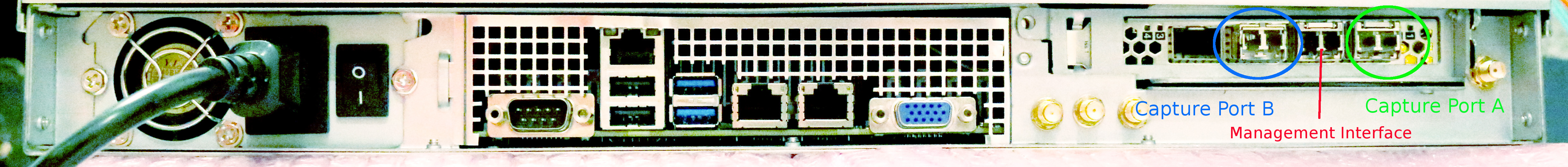 20gbps packet sniffer 1U rear view