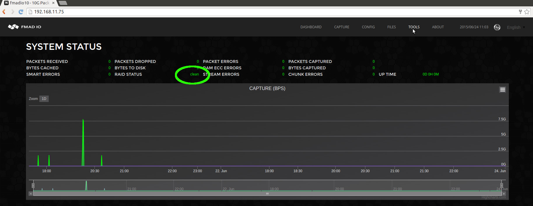 10g packet capture raid5 rebuild complete