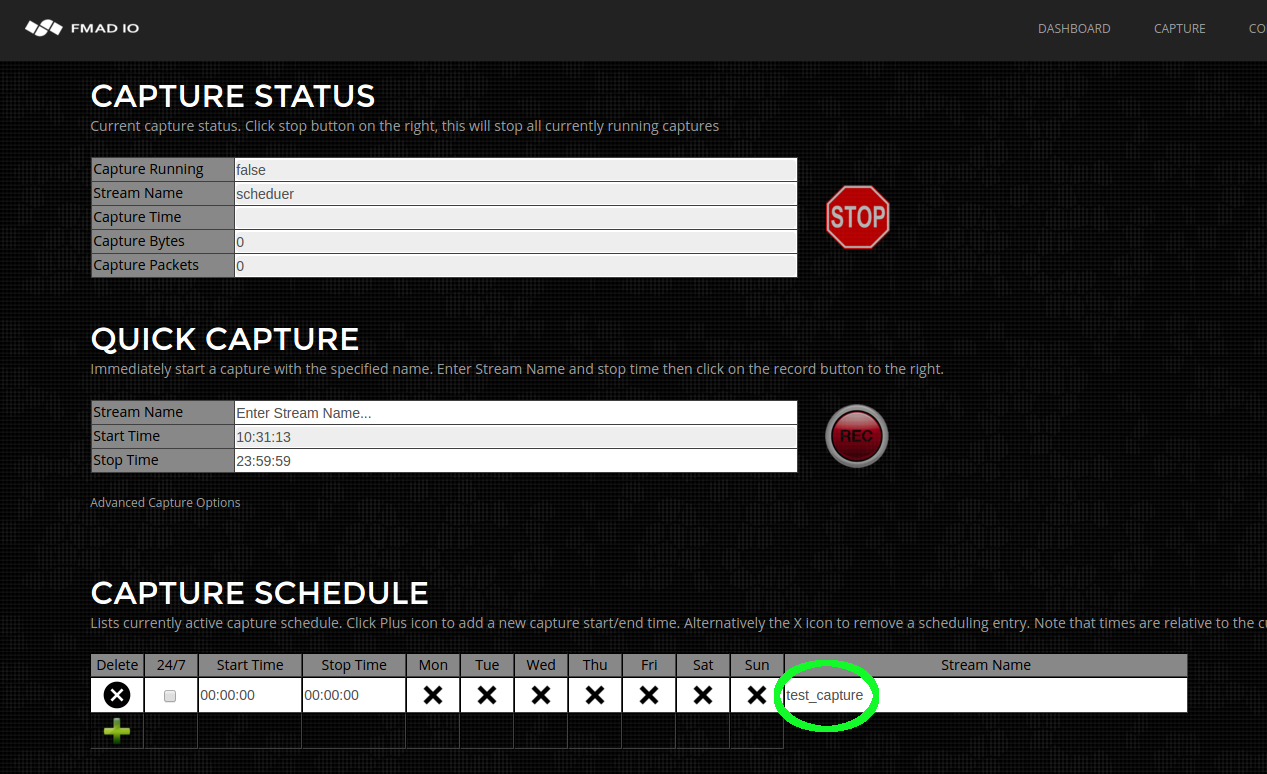 10g packet capture scheduling step 1