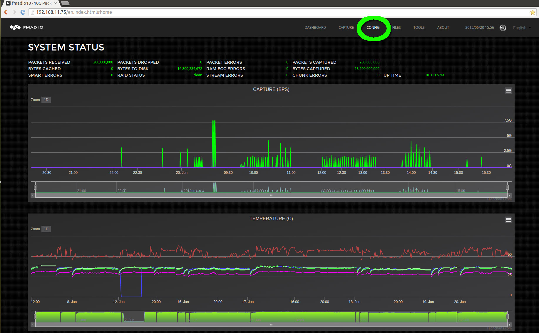 10g packet capture configruation start