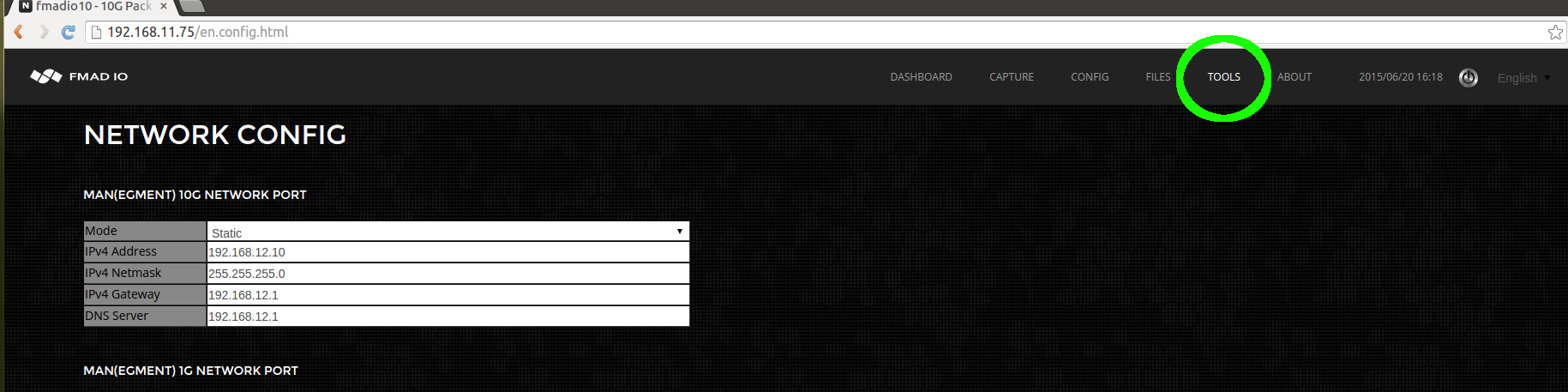 10g packet capture configruation network web